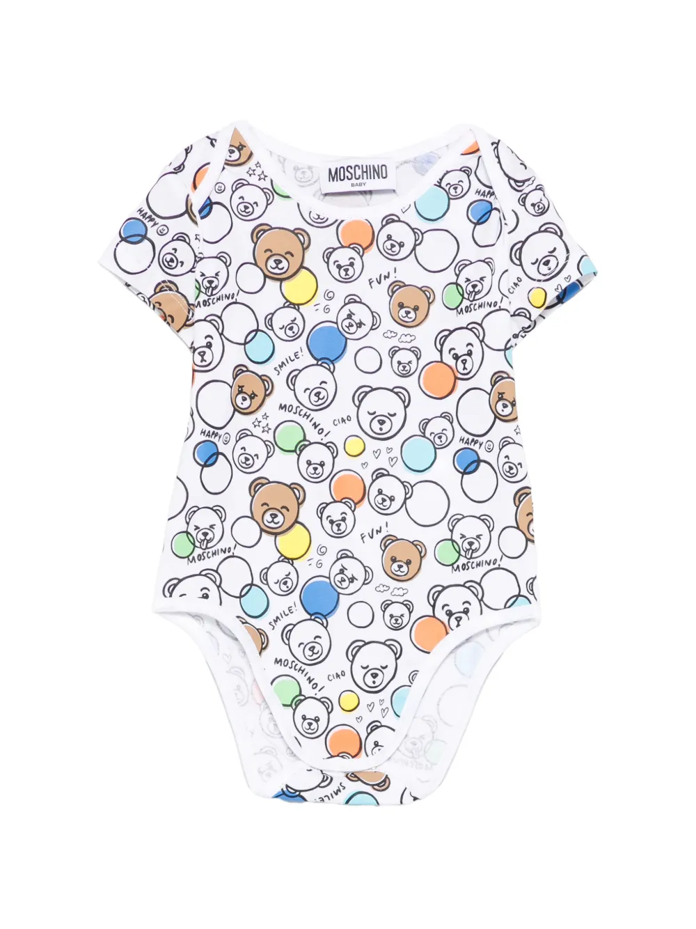 Moschino Kids bear-print bodie - Bianco