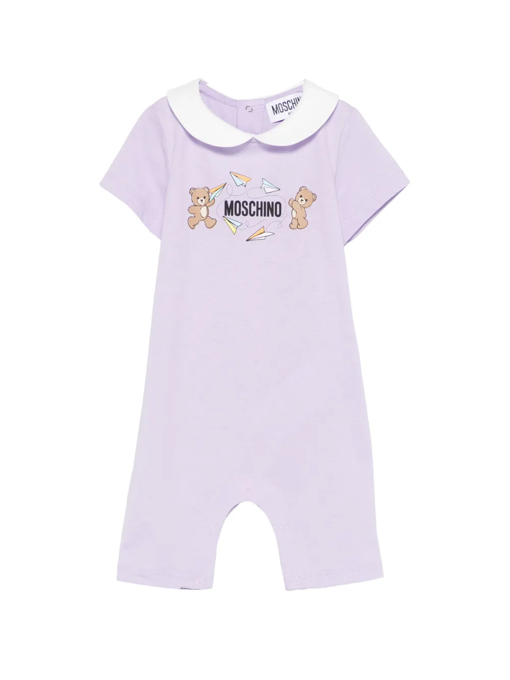 Moschino Kids collared logo-print romper - Violett