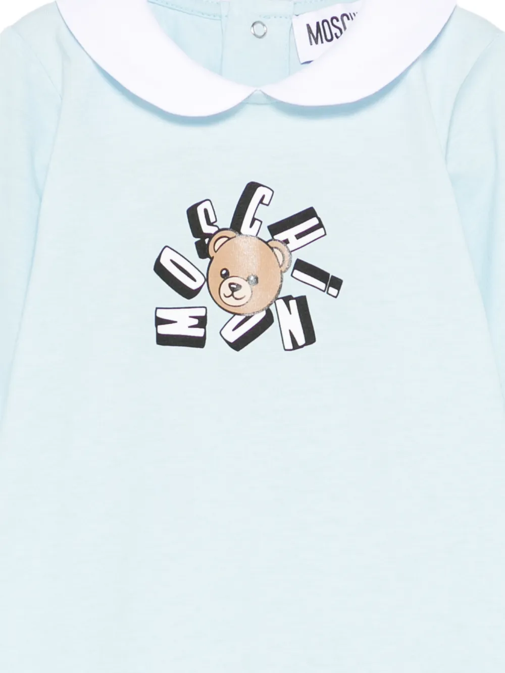 Moschino Kids Pyjama met Peter Pan kraag en print Blauw