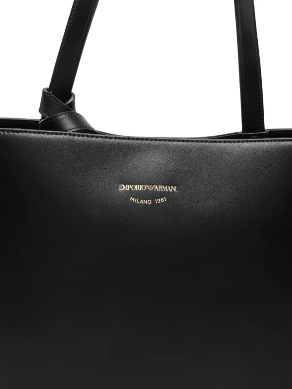 Emporio Armani Nora M Leather Tote Bag | Black | FARFETCH
