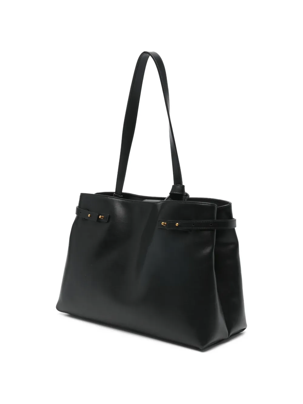 Emporio Armani Nora M leren shopper Zwart