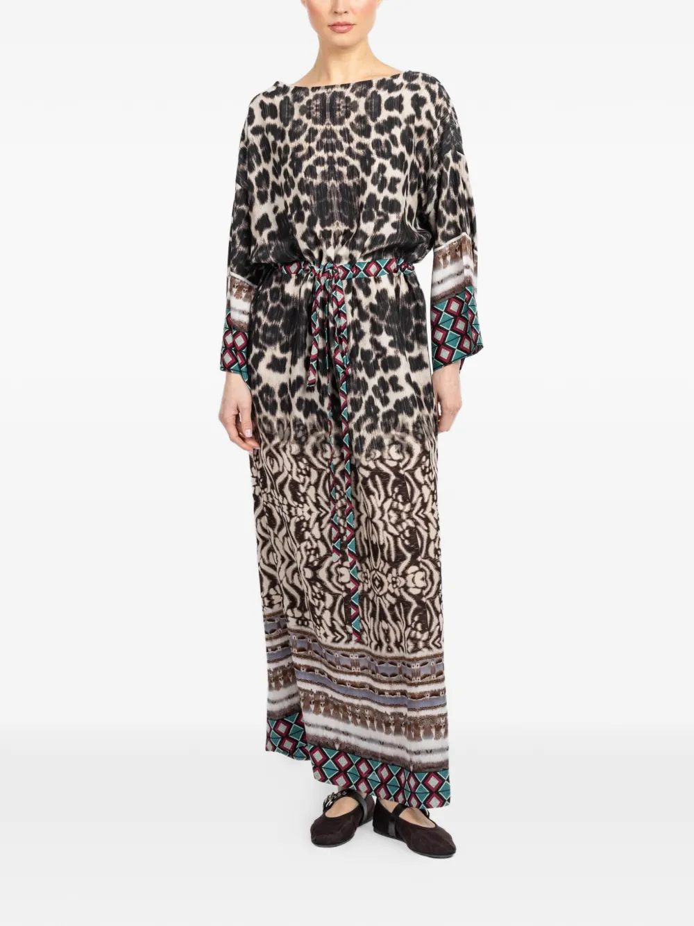 Pierre-Louis Mascia Tetris long-sleeve belted dress - Beige