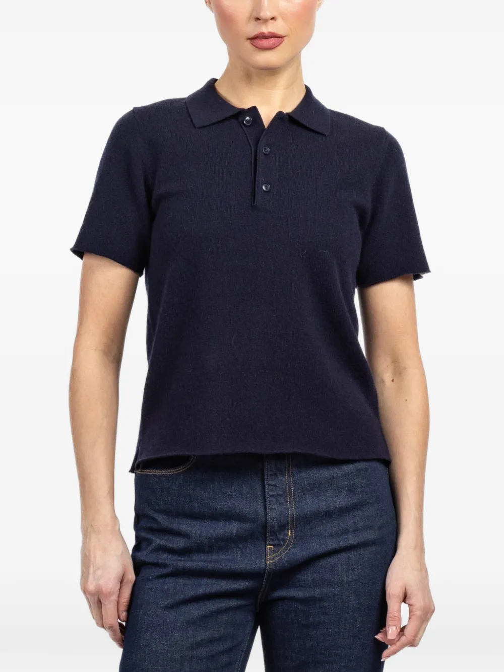 extreme cashmere short-sleeve polo top - Blu