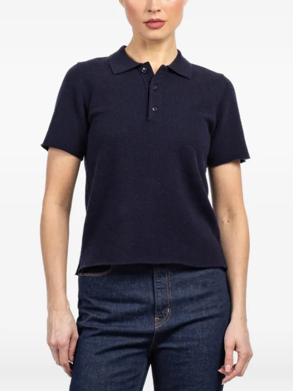 Extreme Cashmere Short-sleeve Polo Top in Blue
