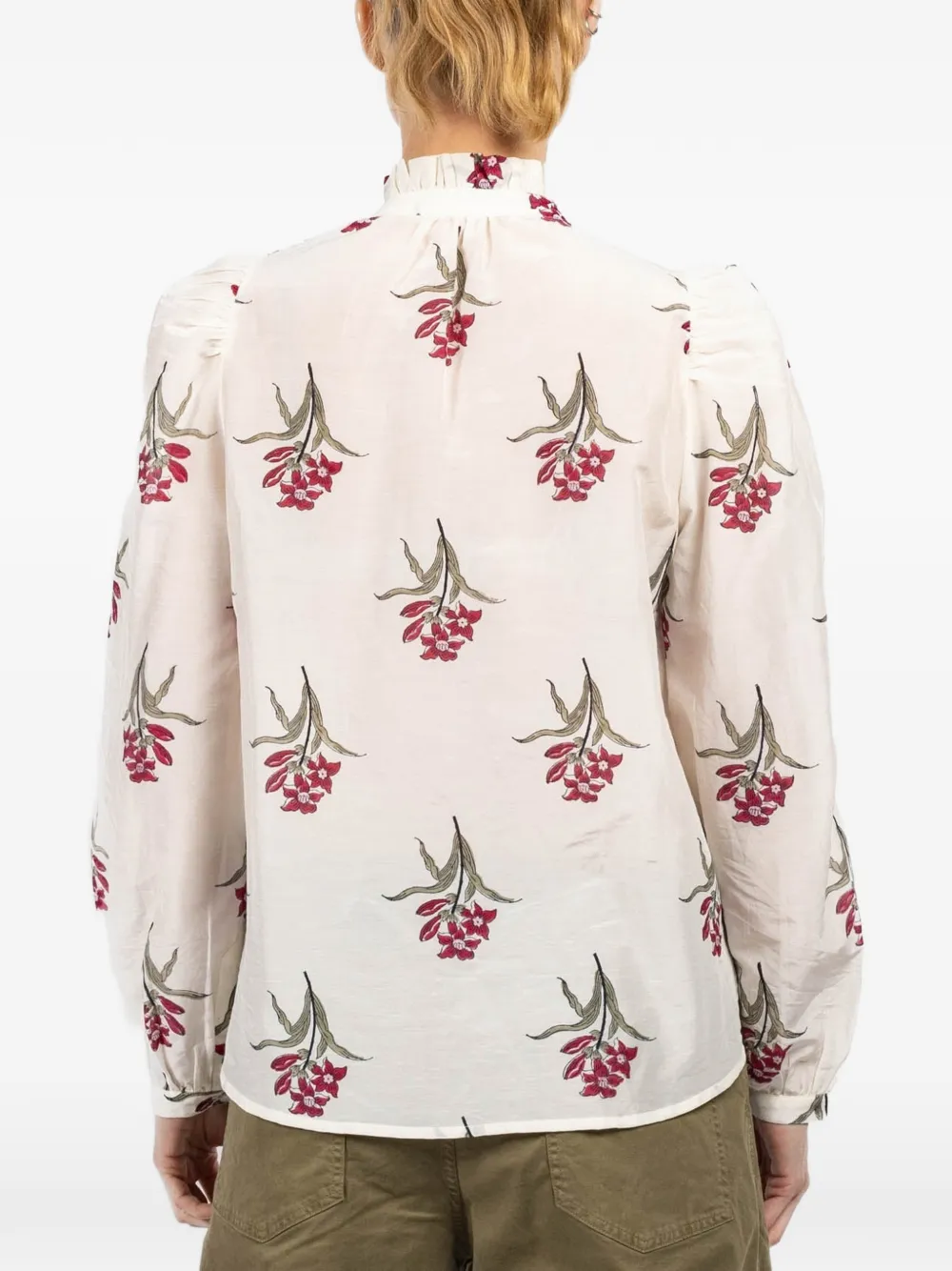 Alix Of Bohemia Annabel Floral-print Ruffle Shirt in White, view 5