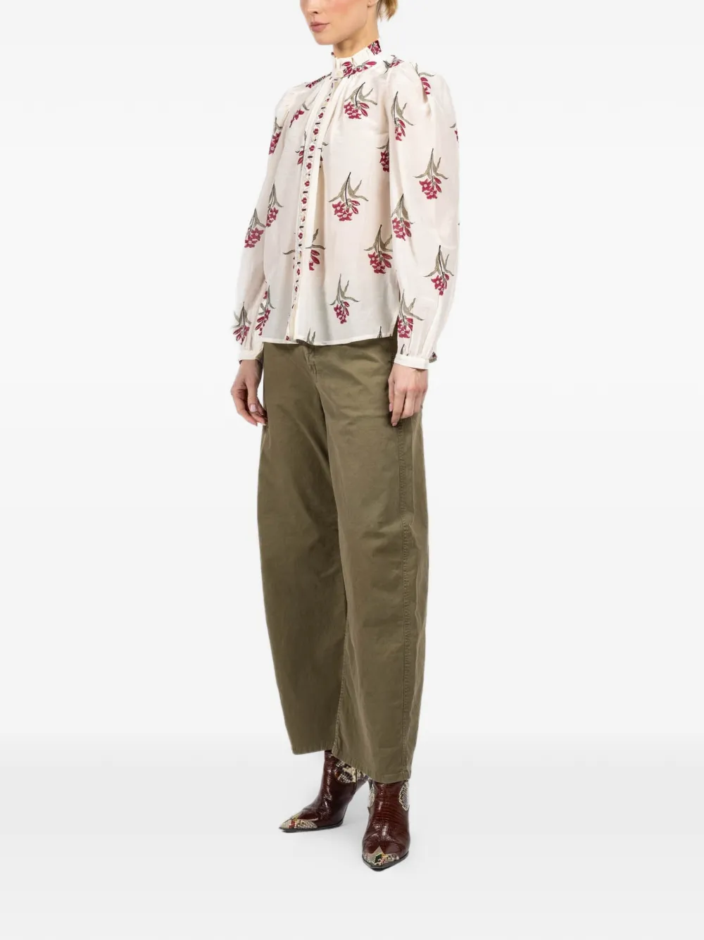 Alix Of Bohemia Annabel Floral-print Ruffle Shirt in White, view 3