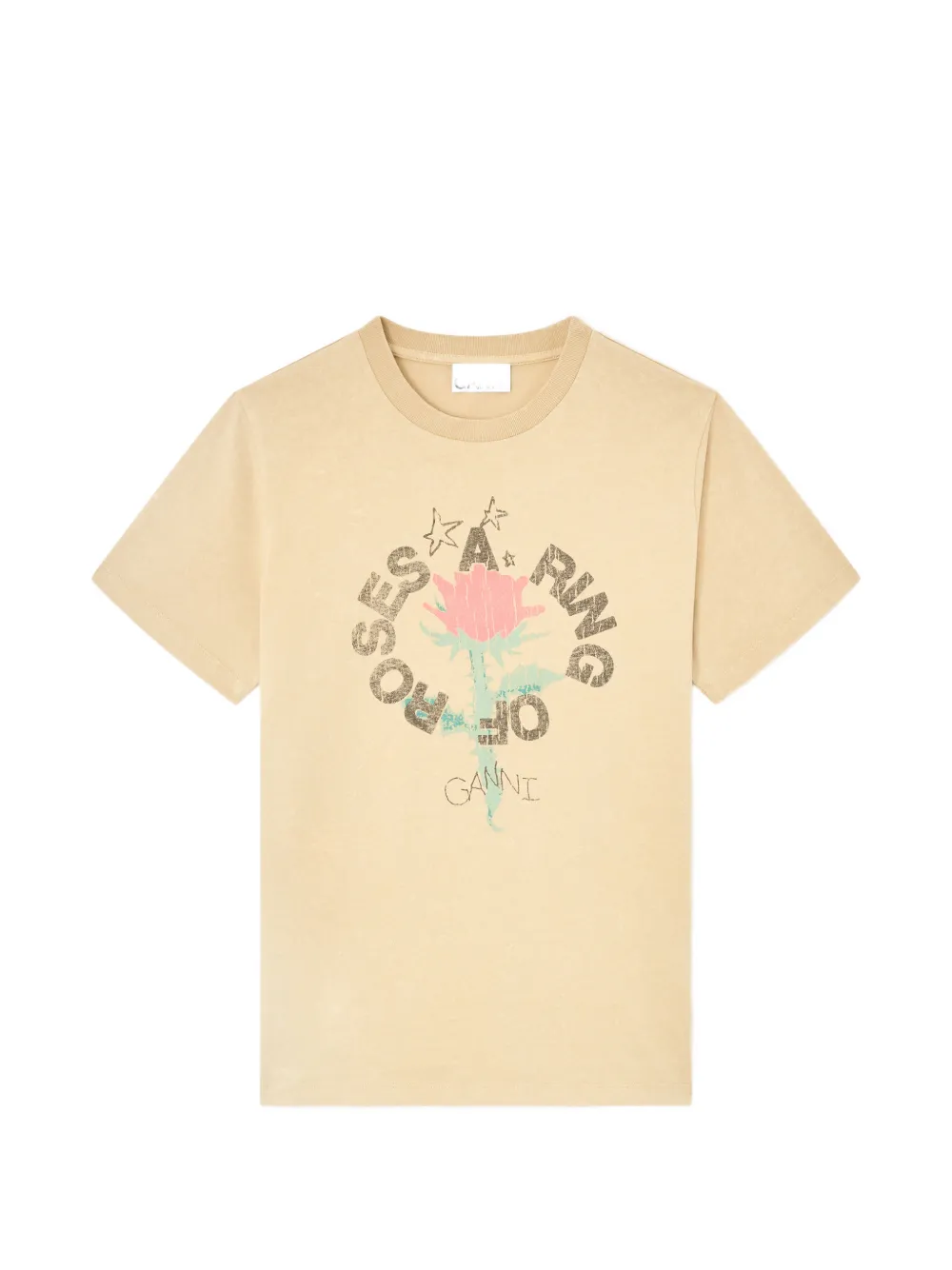 GANNI T-shirt girocollo a fiori - Toni neutri