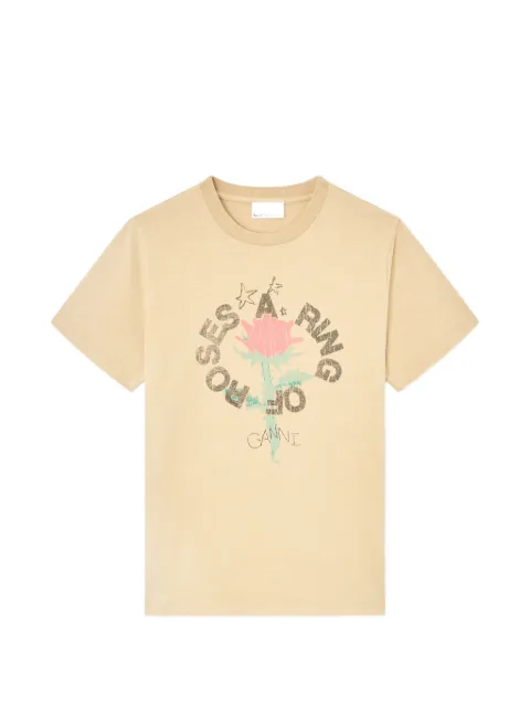 GANNI floral-print round-neck T-shirt
