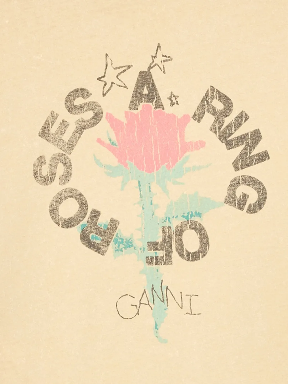 GANNI T-shirt met bloemenprint Beige
