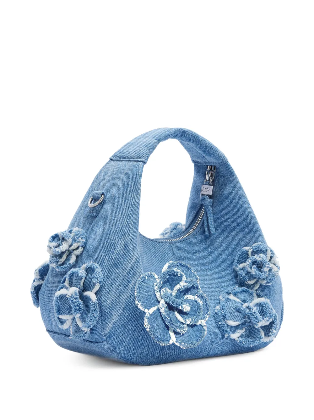 GANNI Shopper met bloemenapplicatie Blauw
