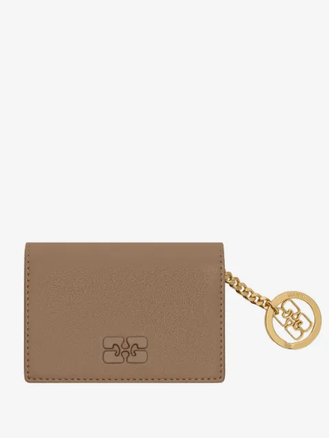 GANNI Bou cardholder with flap in brown