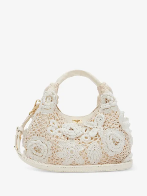 GANNI mini shoulder bag in white crochet
