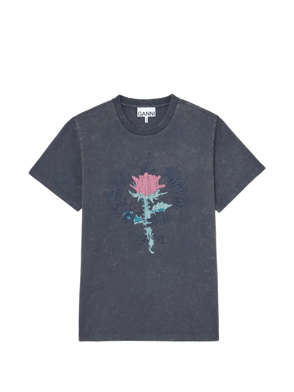 GANNI T-shirt a fiori - Grigio