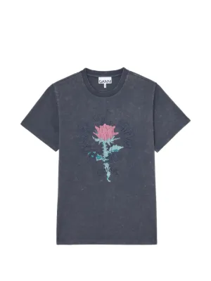 GANNI Flower short-sleeve T-shirt | Blue | FARFETCH