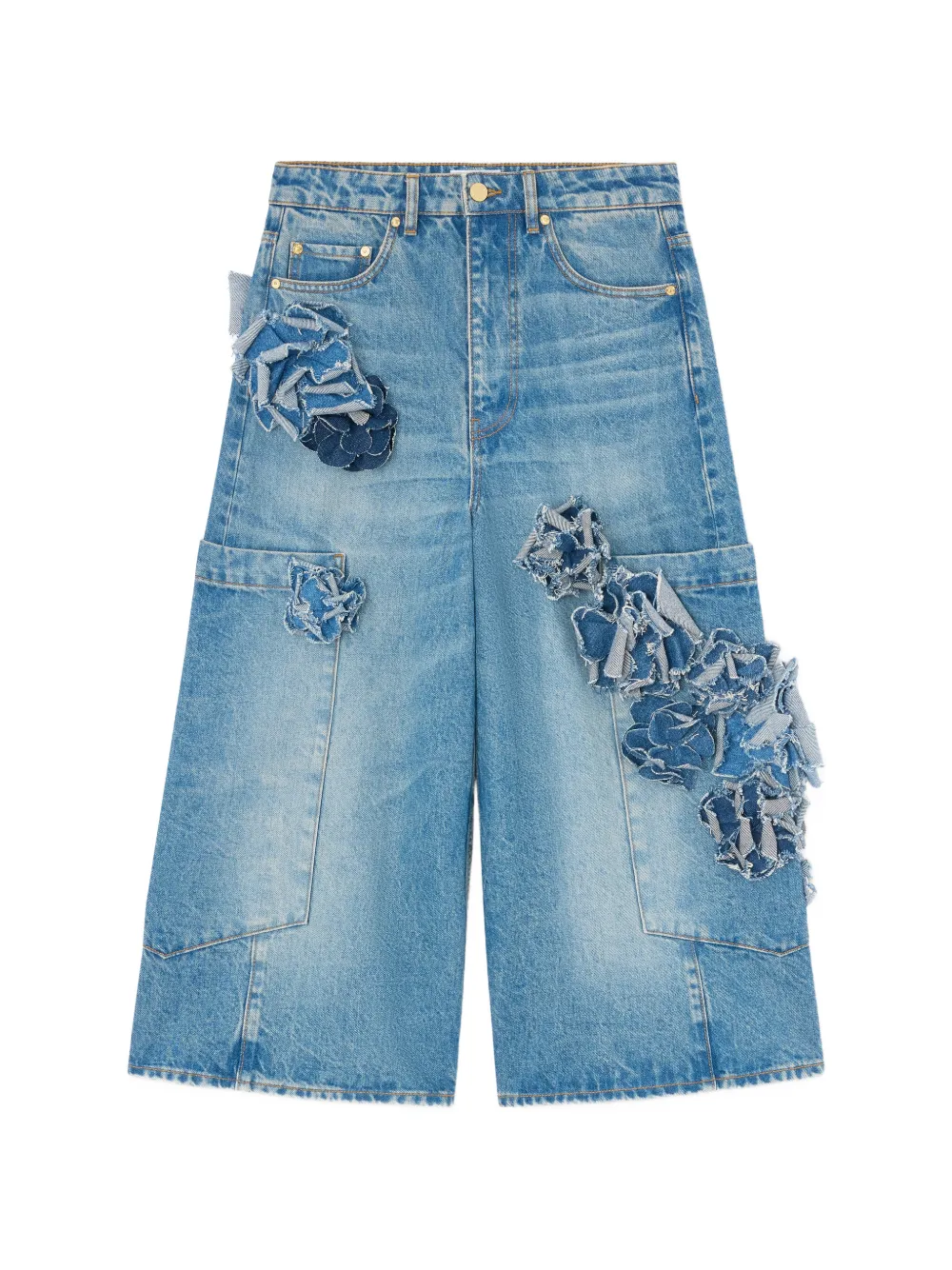 GANNI Jeans con applicazione a fiori - Blu