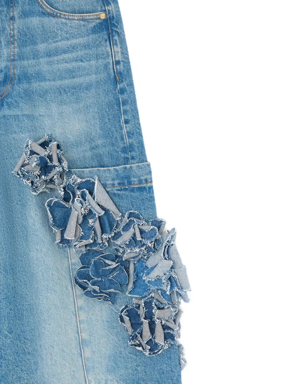 GANNI Jeans met bloemapplicatie Blauw