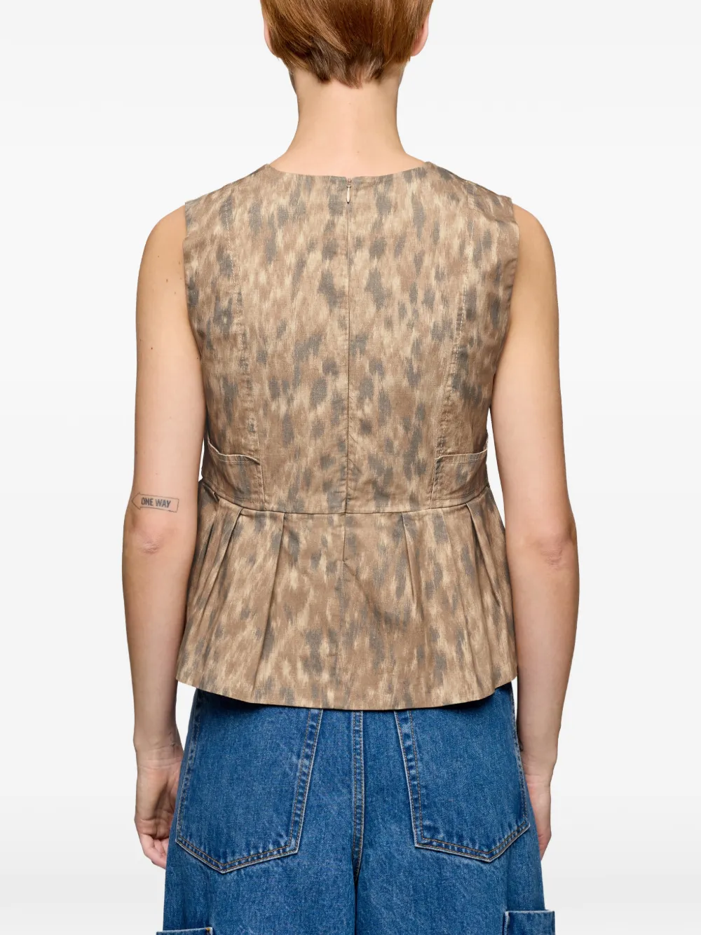 GANNI Blouse met V-hals Beige