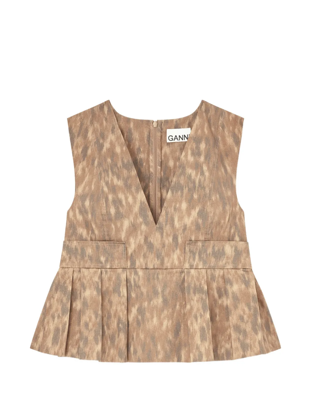 GANNI Blusa plissettata con scollo a V - Toni neutri