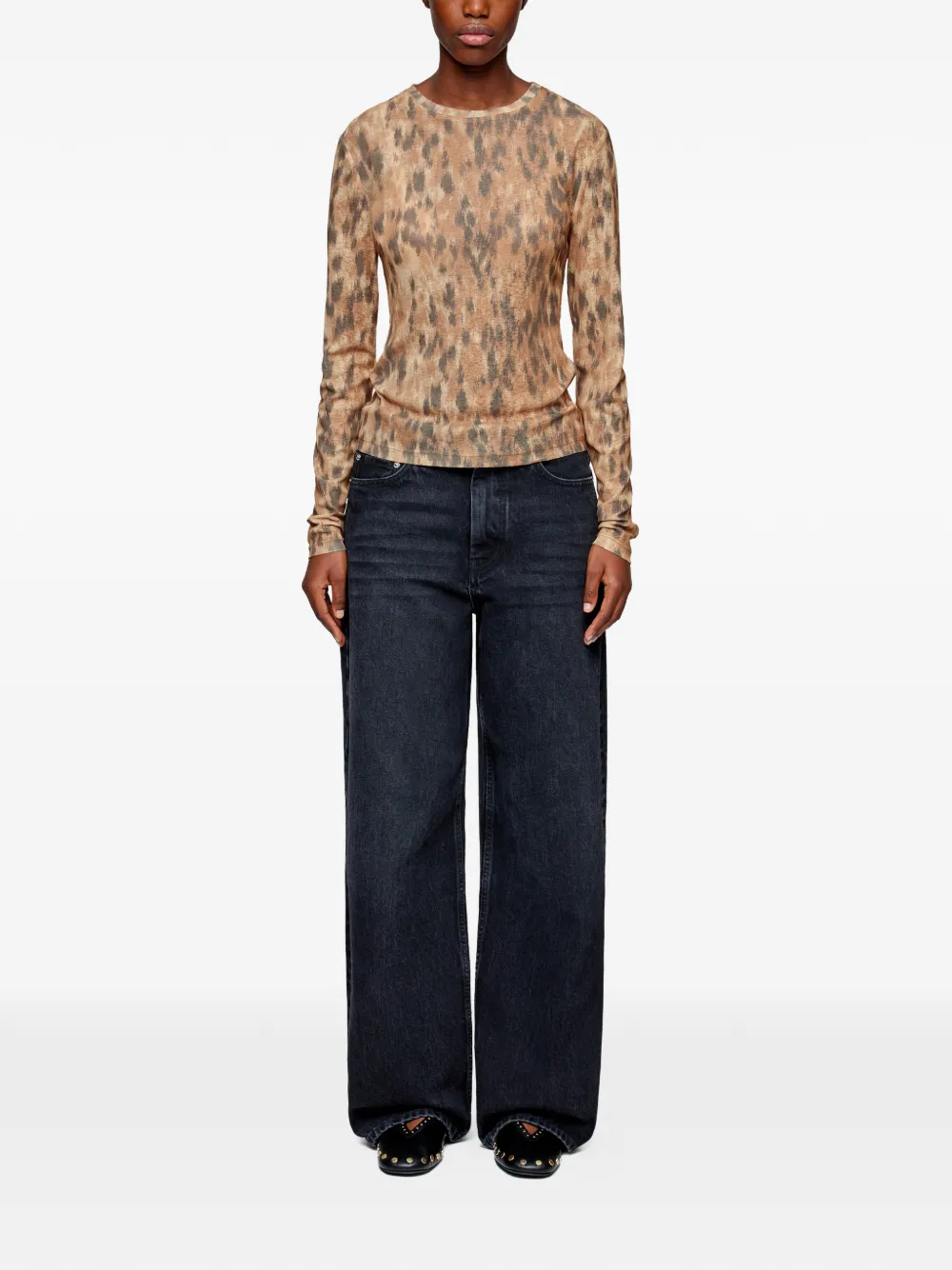  Ganni Animal Print Long-sleeved Top - Neutrals 