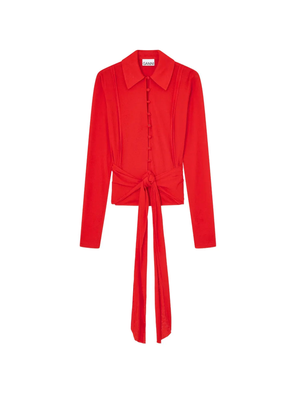 GANNI Camicia con nodo - Rosso