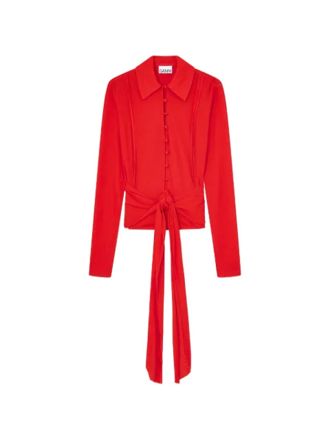 GANNI shirt in red marl mesh