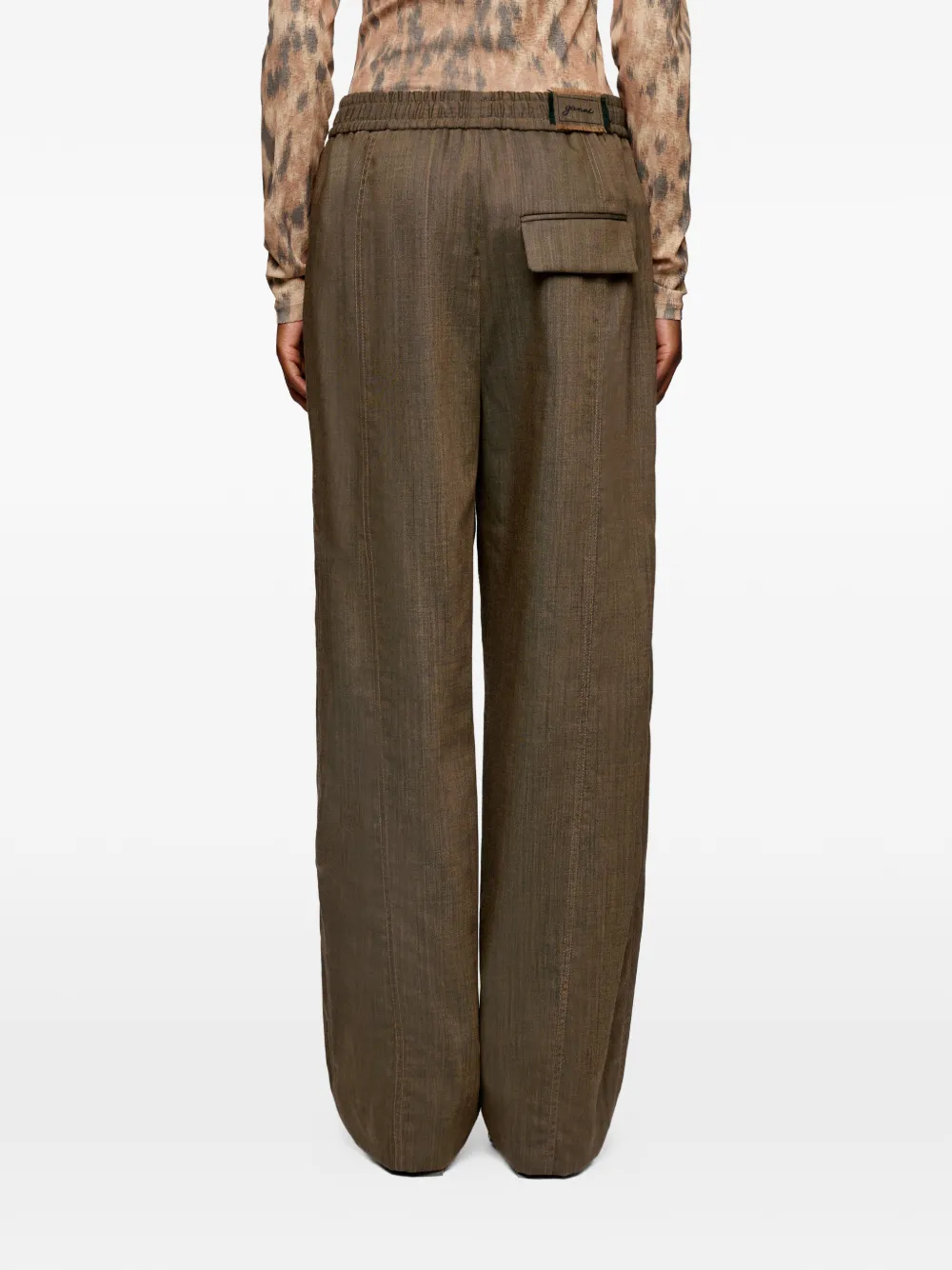 GANNI Broek van wolblend Bruin