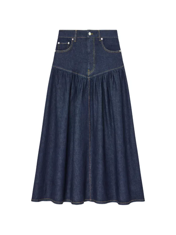 Ganni Skirt in Stretch Denim in Blue