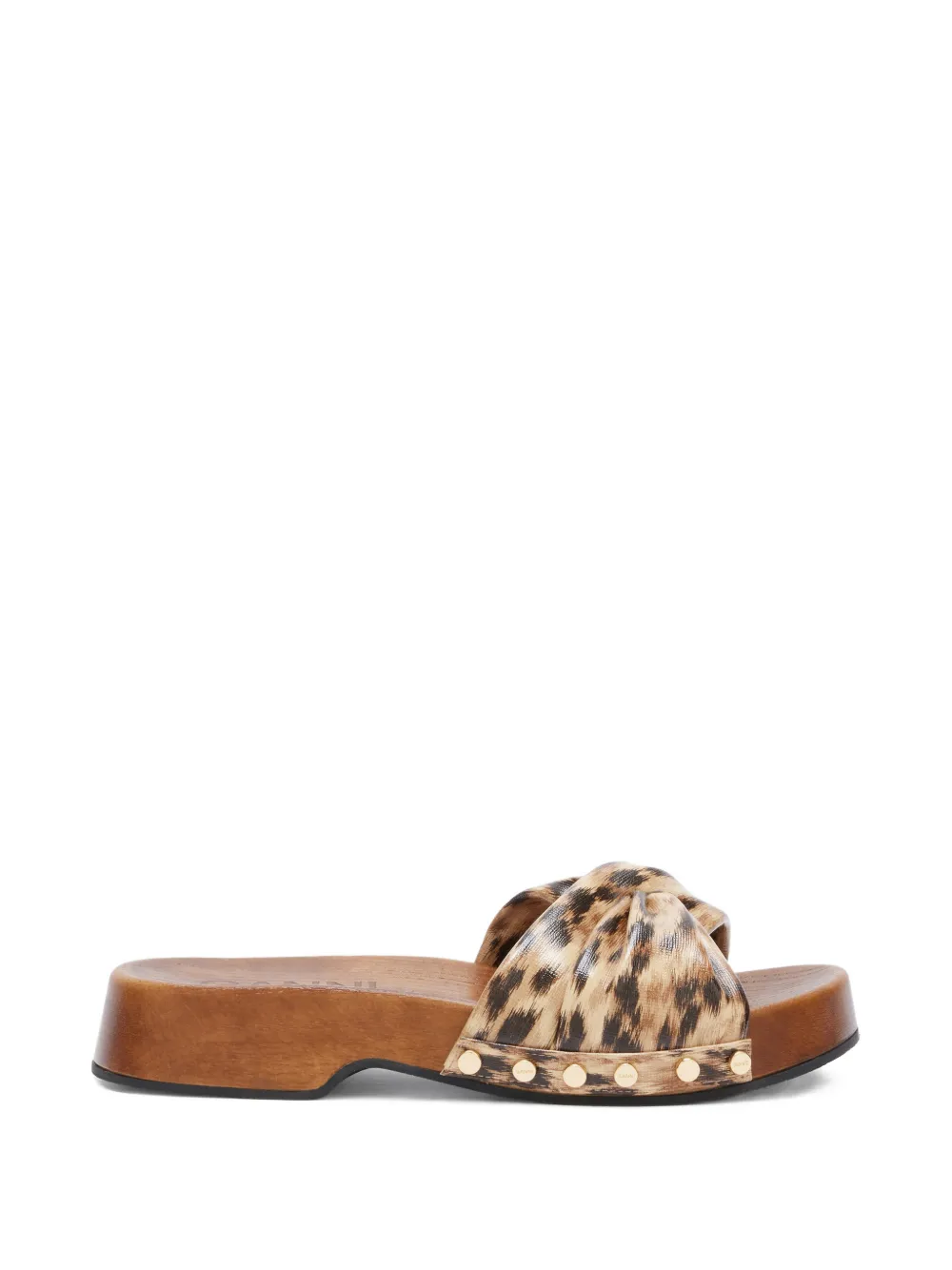 GANNI twisted-detail leopard-print sandals - Neutrals