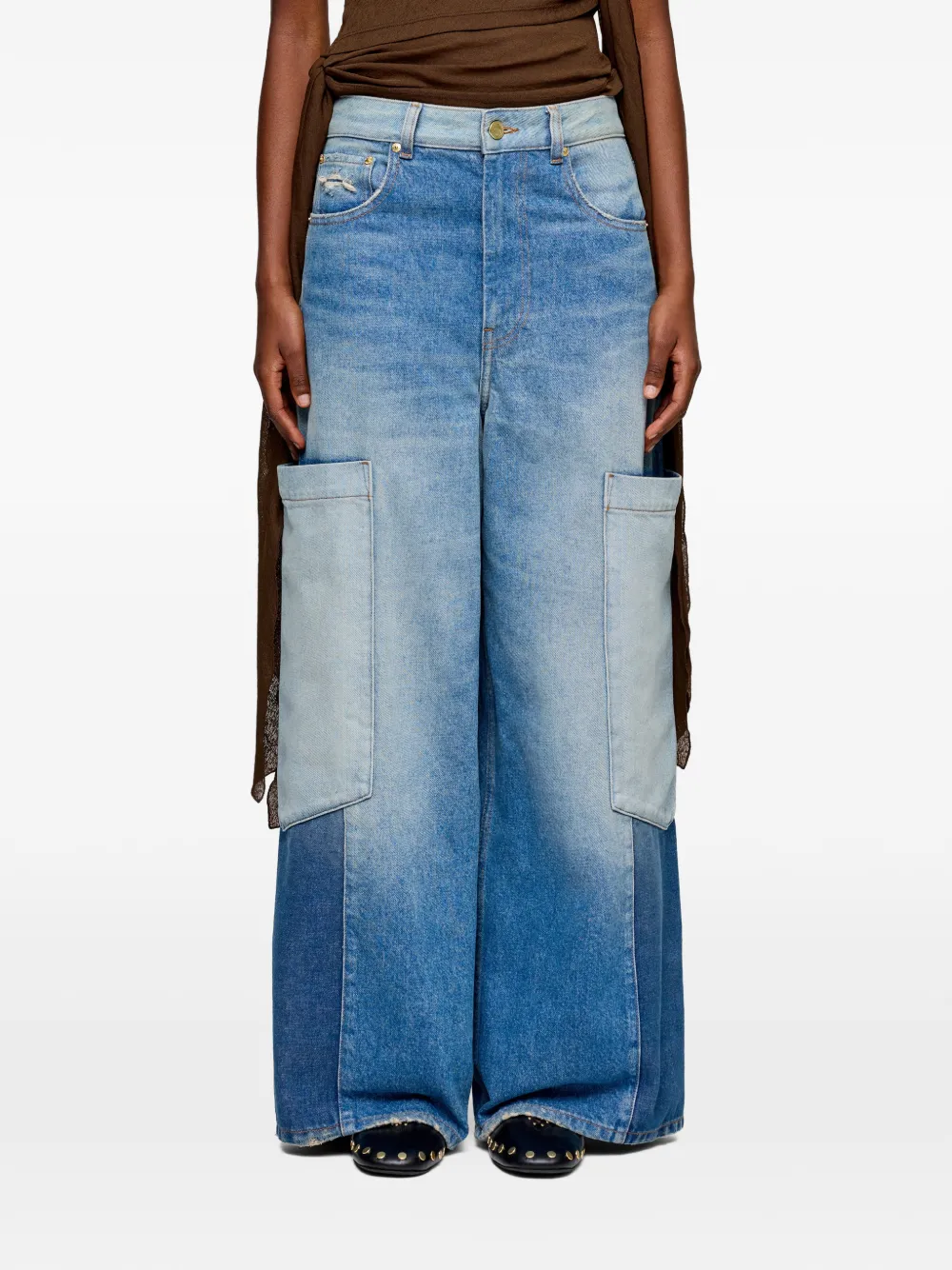 GANNI Jeans met vlakken Blauw