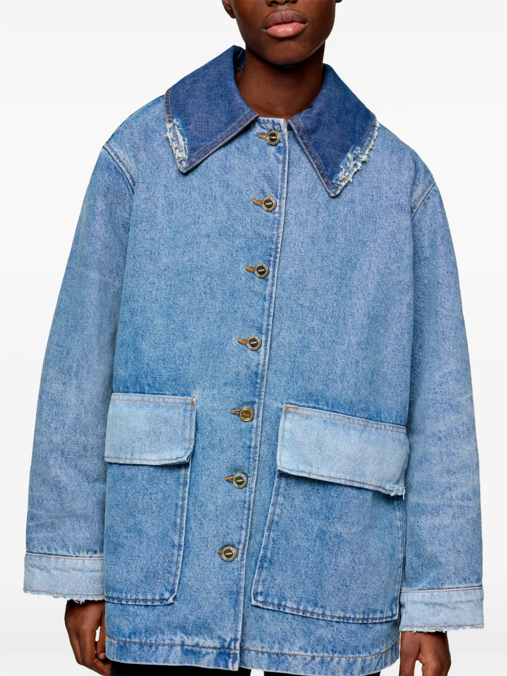 GANNI Denim jack met patchwork Blauw
