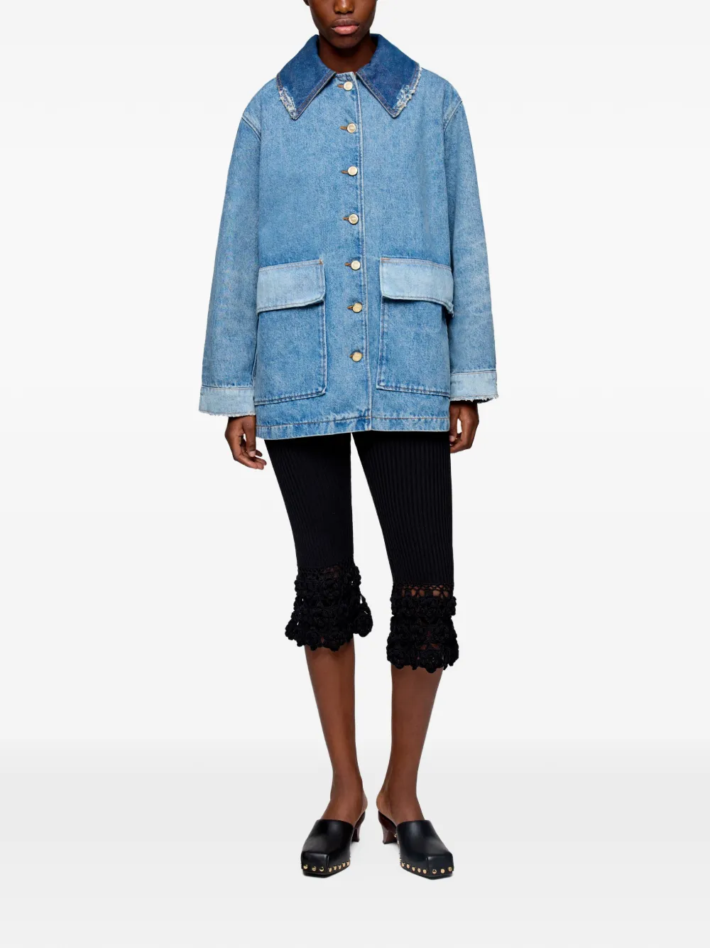 GANNI Denim jack met patchwork Blauw