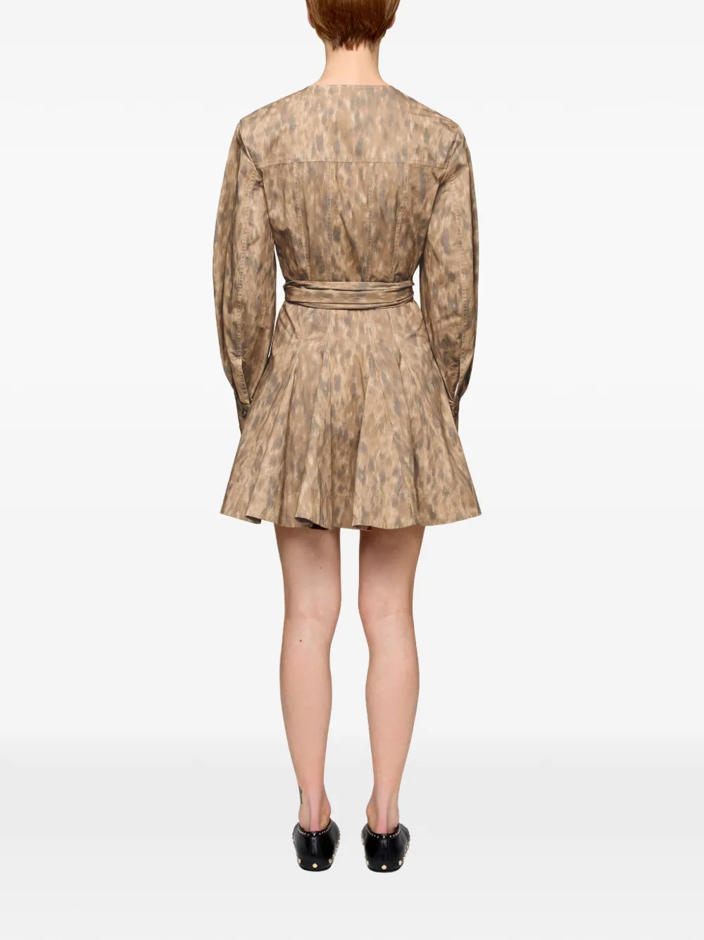  Ganni Belt Buttoned Mini Dress - Neutrals 