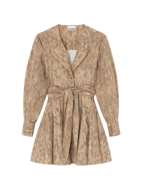 GANNI belt buttoned mini dress