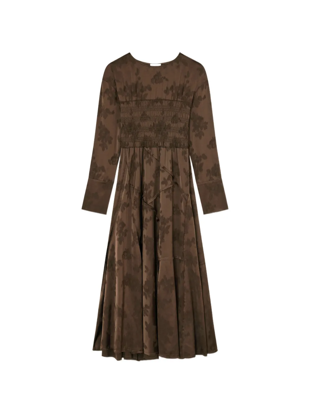 GANNI Abito lungo a fiori jacquard - Marrone