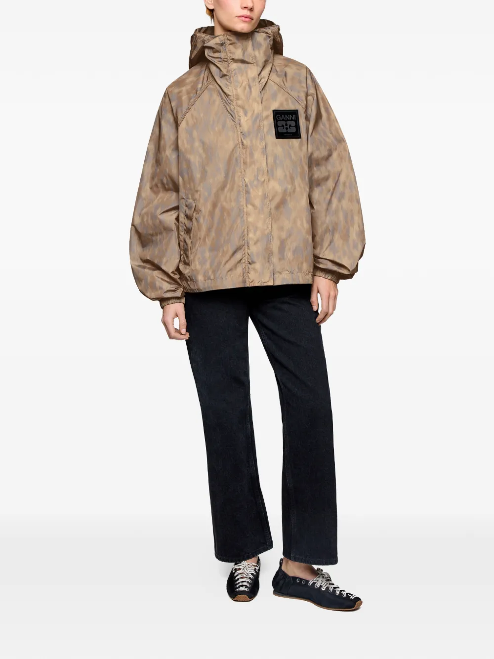 GANNI Bomberjack met logopatch Beige