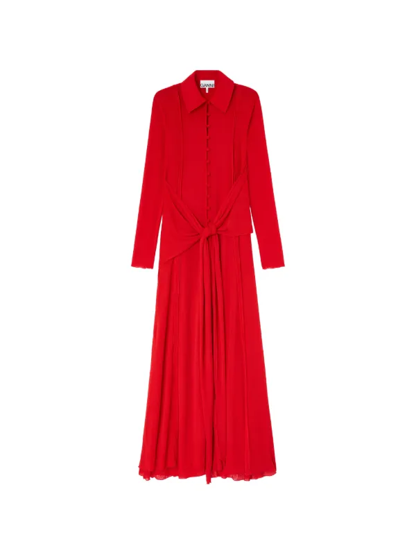 ganni wrap dress red Ganni Long Chemise Dress