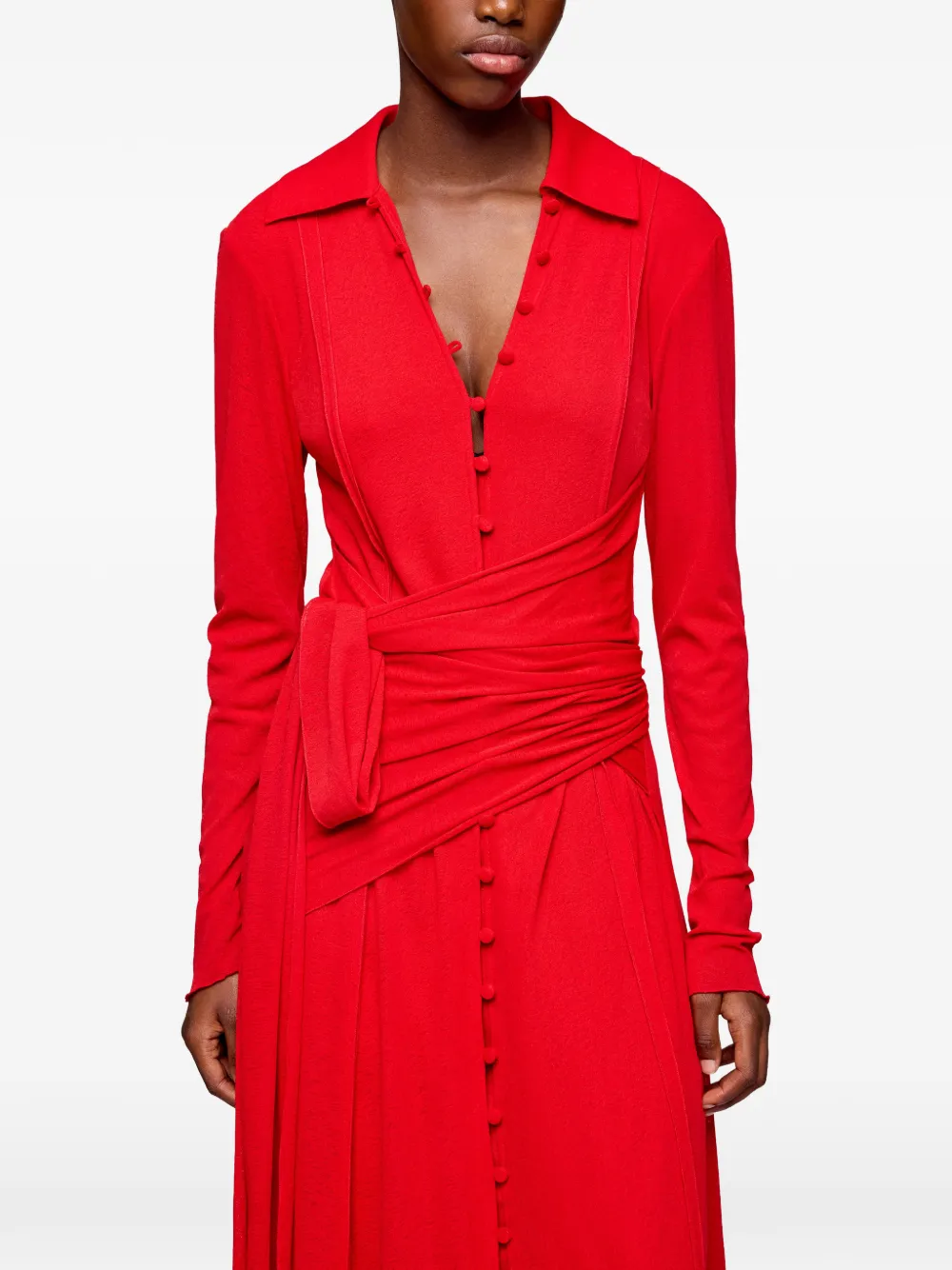 GANNI Maxi-jurk met knopen Rood