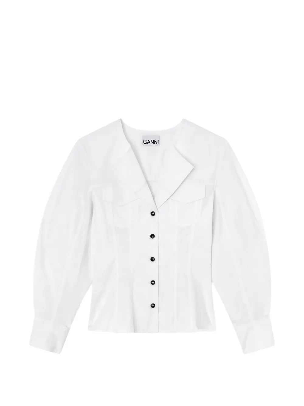 GANNI Camicia con scollo a V - Bianco
