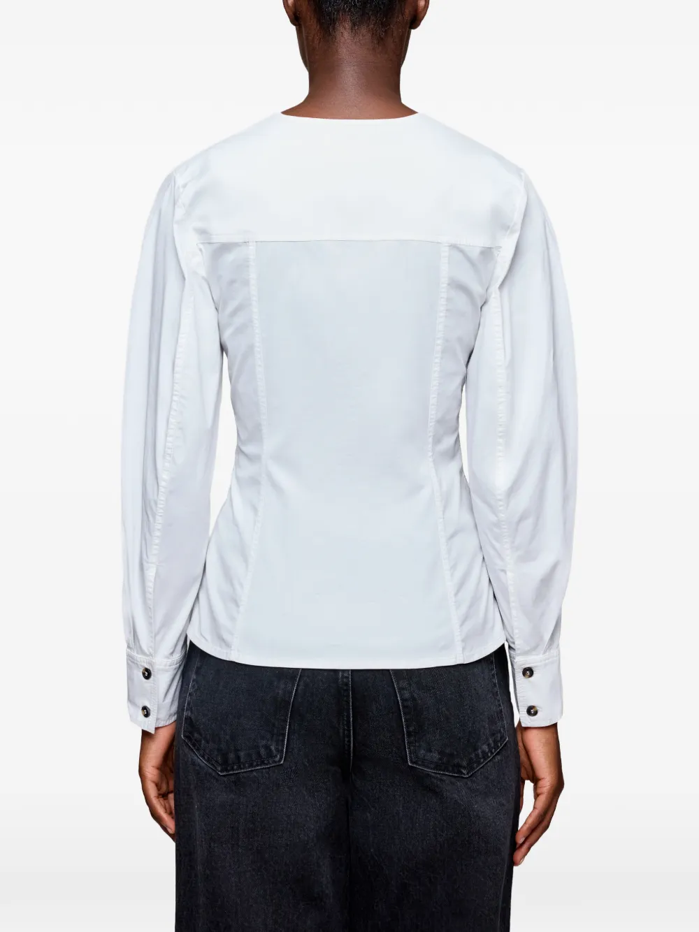 GANNI Blouse met pofmouwen Wit