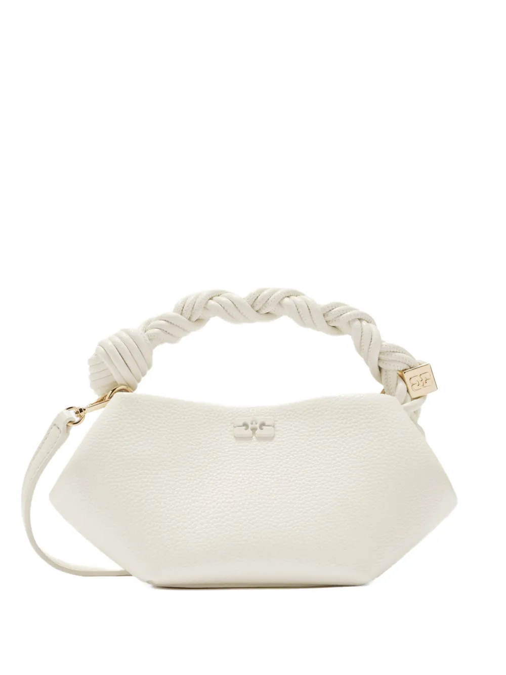 GANNI Borsa tote piccola con placca logo - Bianco