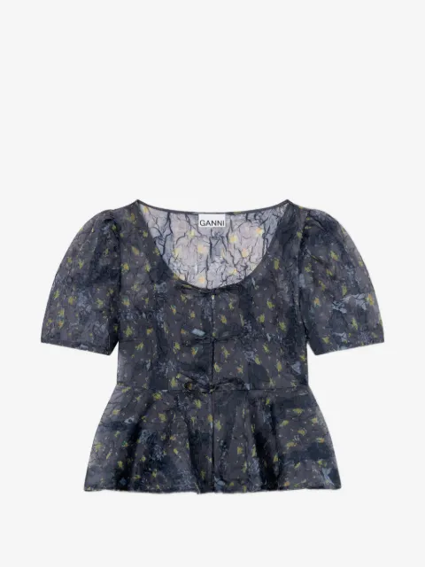GANNI peplum blouse in shibori organza