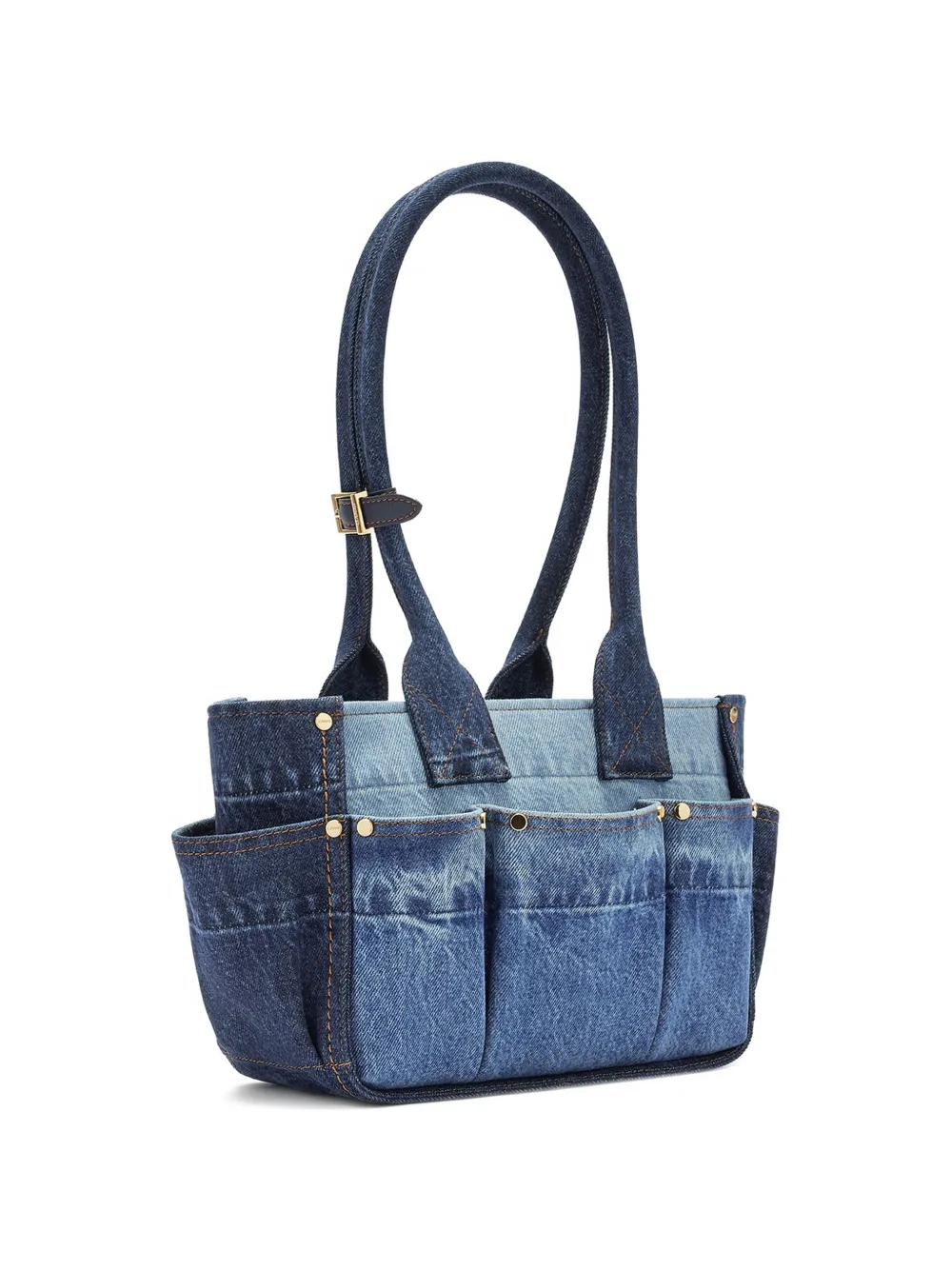 GANNI Kleine schoudertas met zak en studs Blauw