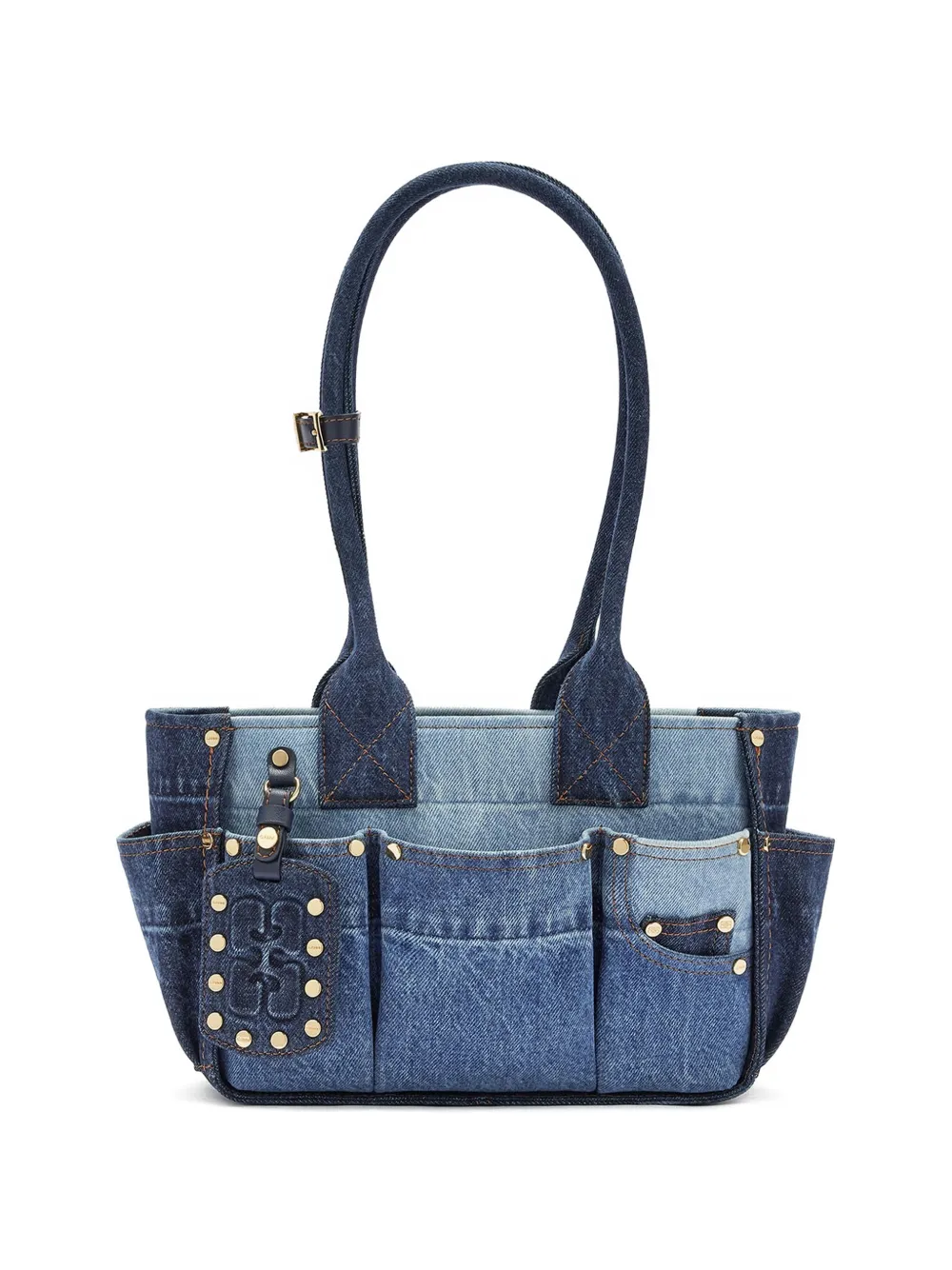 GANNI Kleine schoudertas met zak en studs Blauw