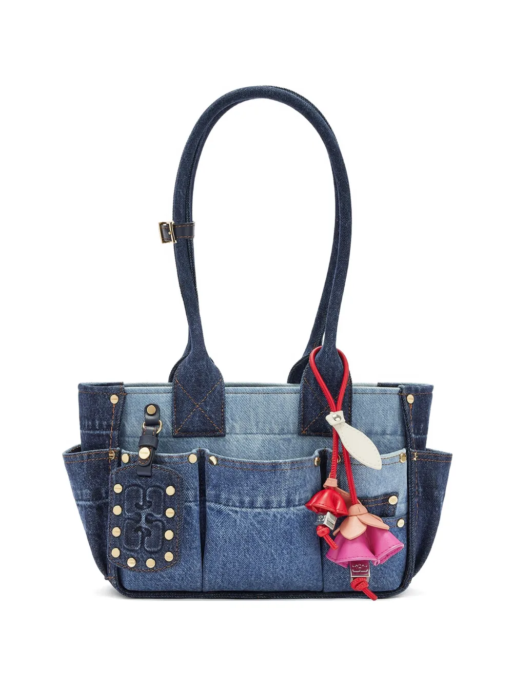 GANNI Borsa a spalla con borchie - Blu