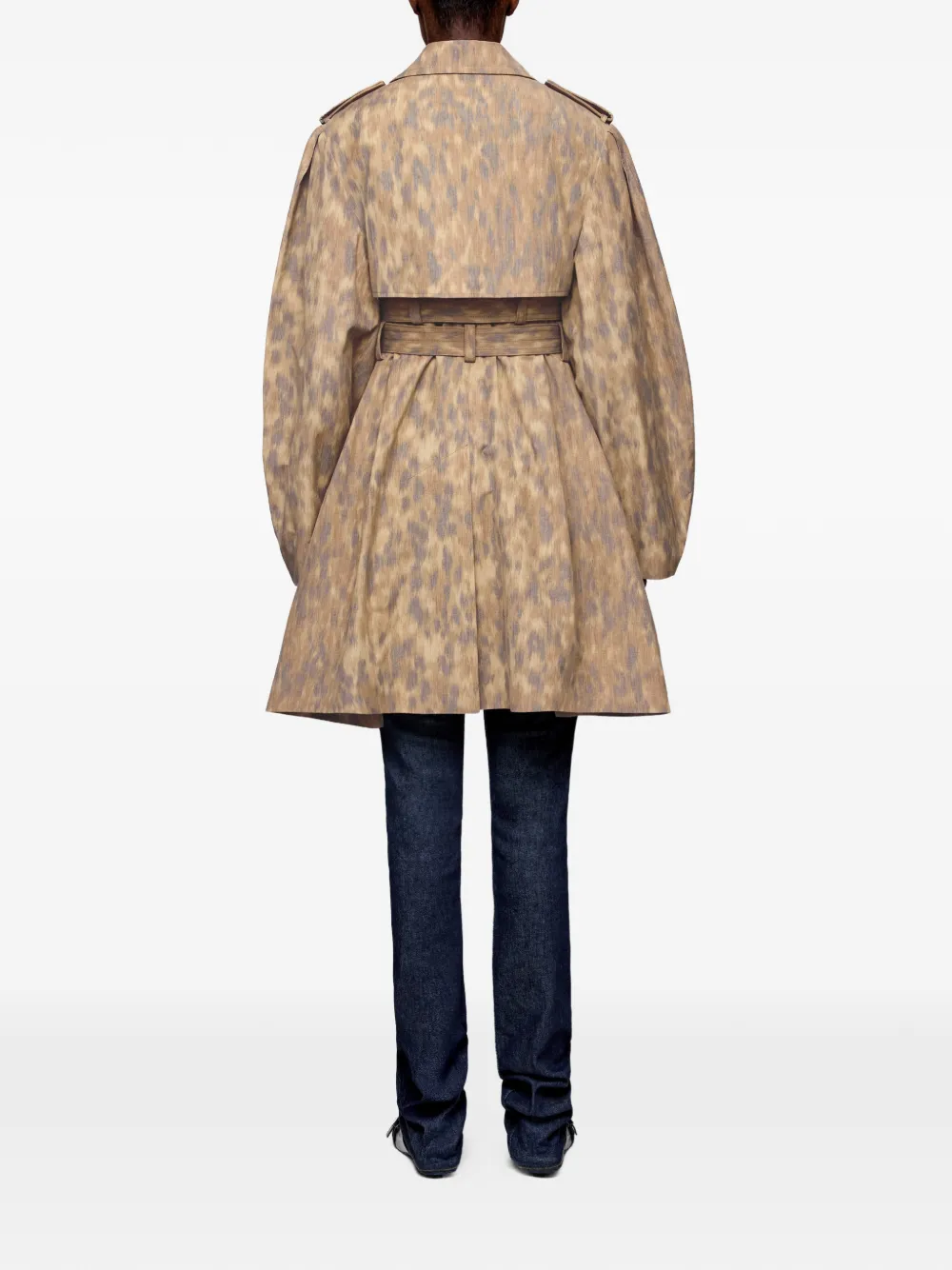  Ganni Button Belted Double Breasted Coat - Neutrals 
