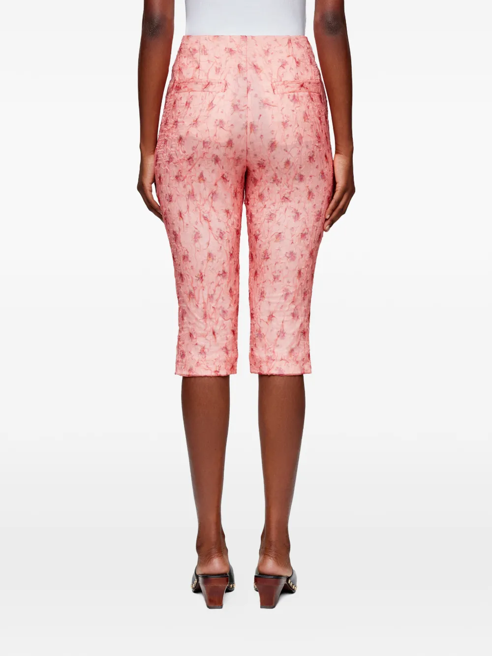 GANNI Shibori Organza capri broek Roze