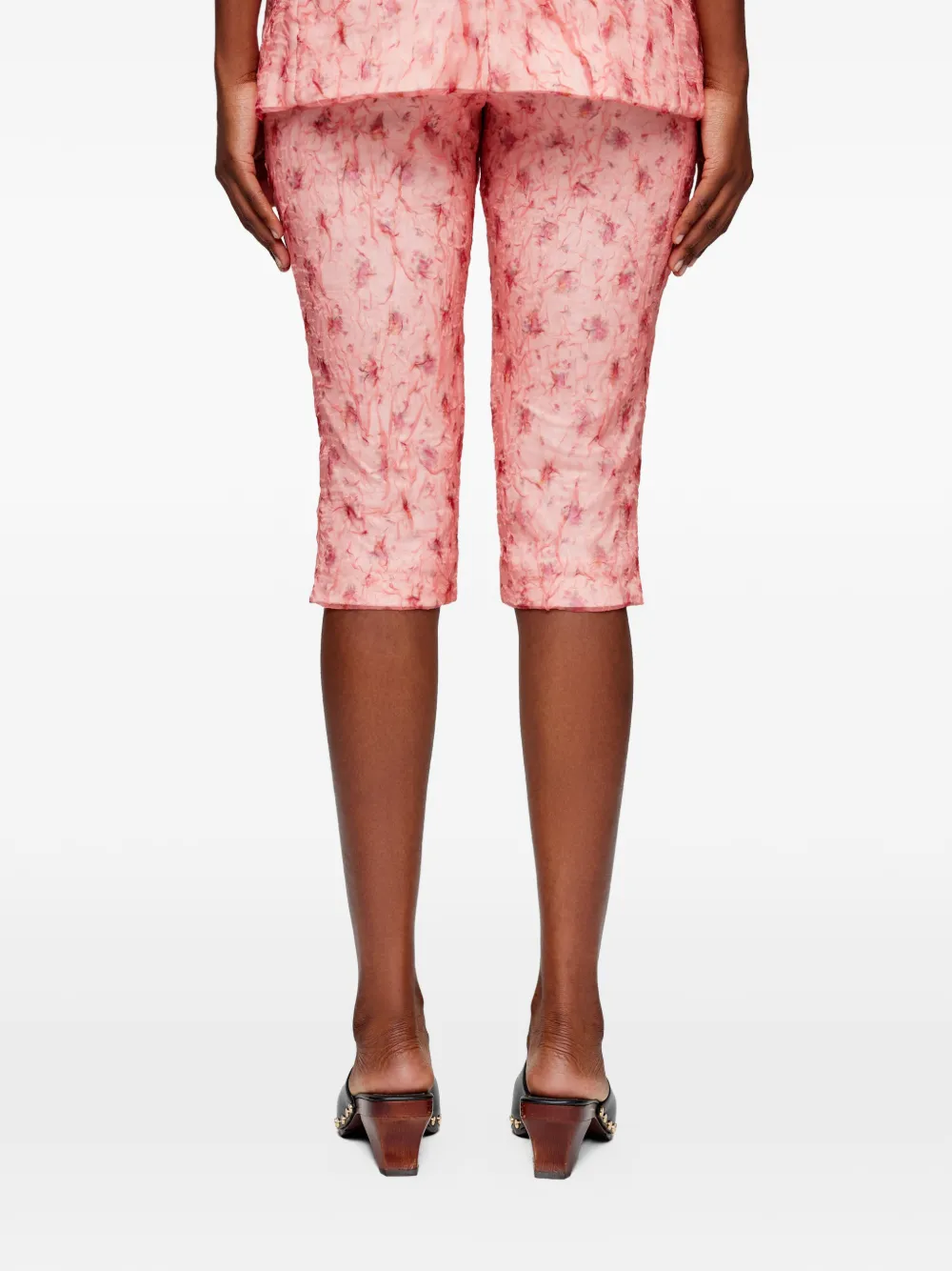 GANNI Shibori Organza capri broek Roze