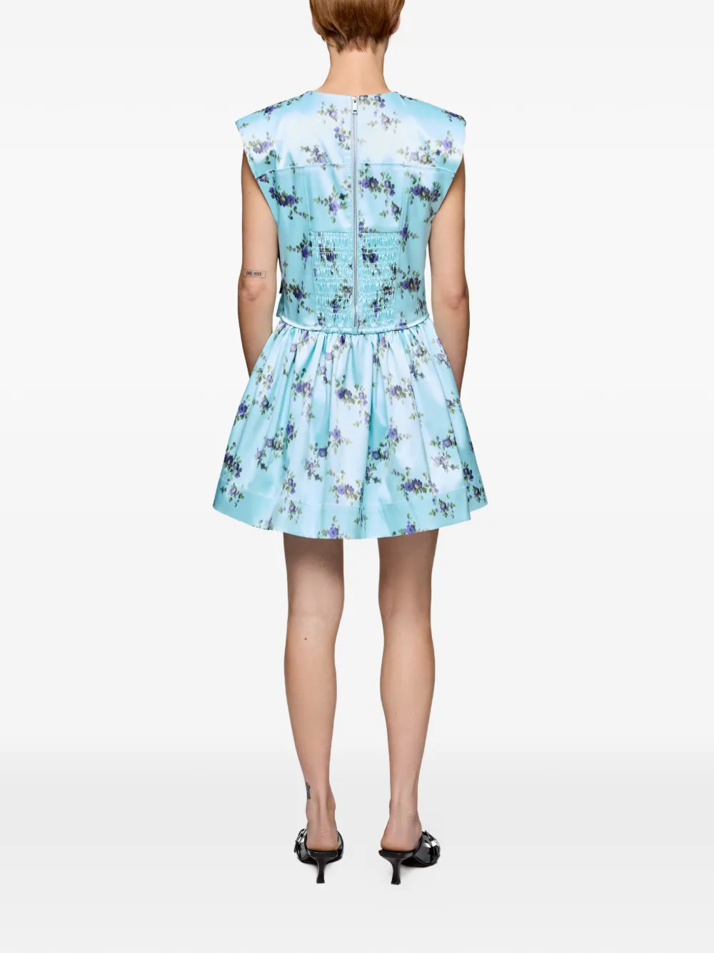 GANNI Mini-jurk met bloemenprint Blauw