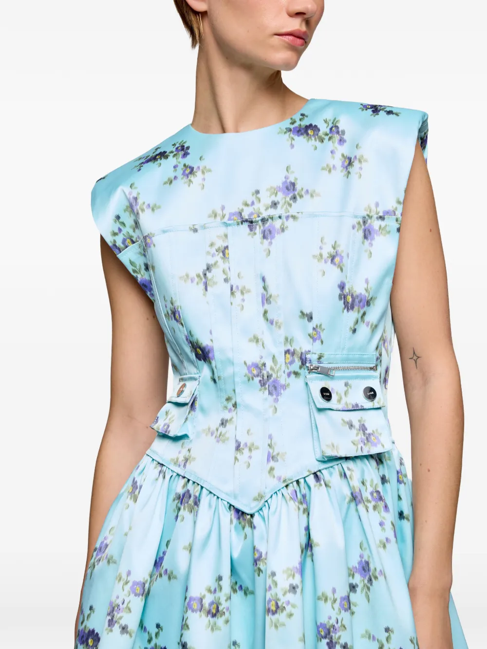 GANNI Mini-jurk met bloemenprint Blauw