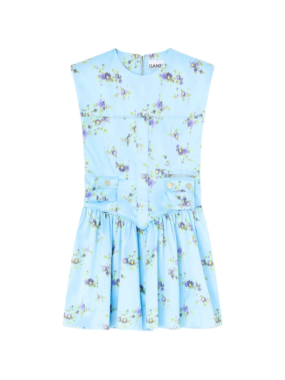 GANNI floral-print mini dress - Blue